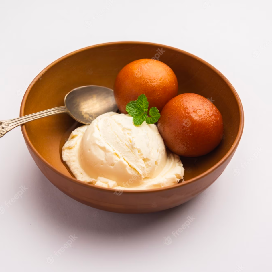 Gulab Jamun with Ice-Cream
